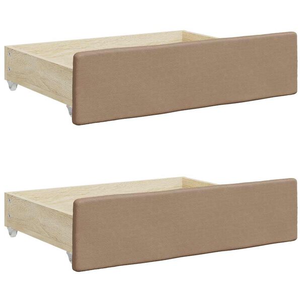 vidaXL Tiroirs de lit 2 pcs cappuccino bois d'ing&eacute;nierie et similicuir