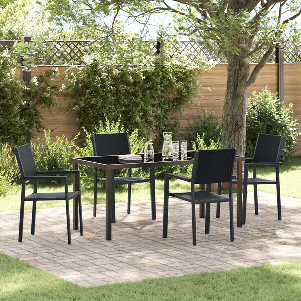 vidaXL Ensemble de salle &agrave; manger pour jardin 5 pcs Noir