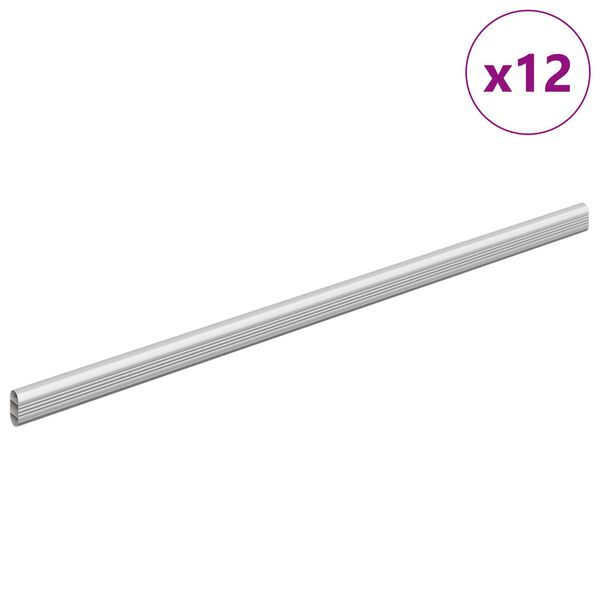 vidaXL Tige de placard 12 pcs Argent&eacute; 764 x 15 x 29 mm