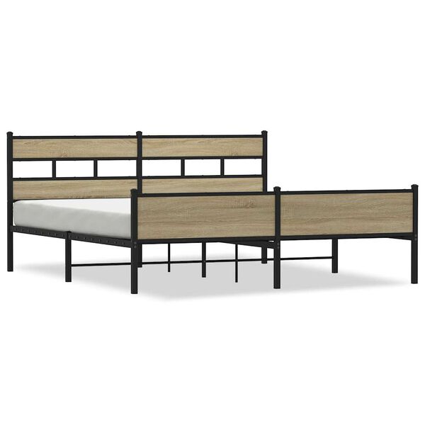 vidaXL Cadre de lit en m&eacute;tal sans matelas ch&ecirc;ne sonoma 180x200 cm