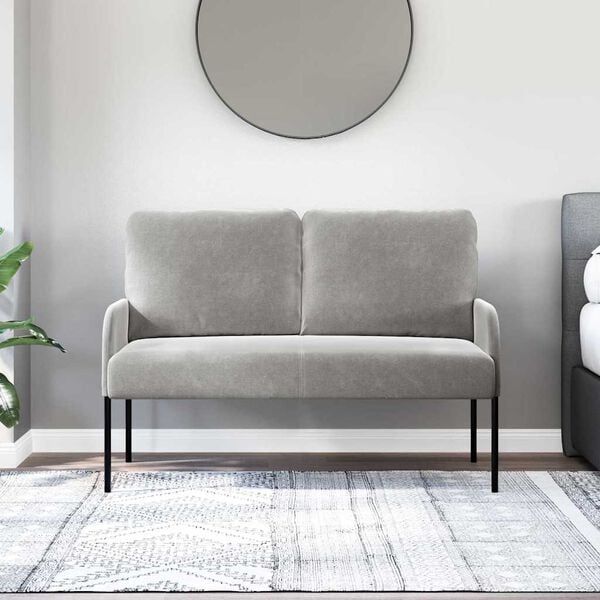 vidaXL Canap&eacute;s avec coussin 110cm Gris clair Contreplaqu&eacute;