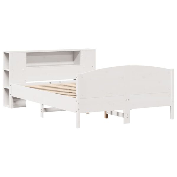 vidaXL Lit bibliothèque sans matelas blanc 140x190 cm bois pin massif