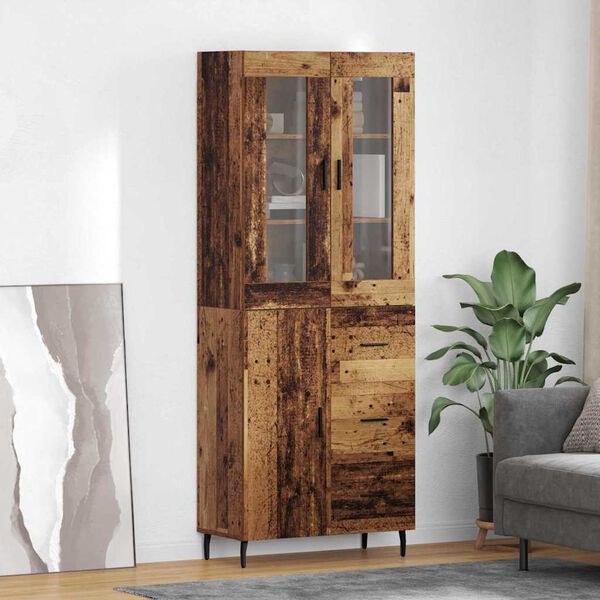 vidaXL Haut Armoire avec tiroir 2 pcs Bois Ancien Bois d'ing&eacute;nierie