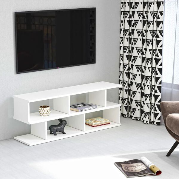 Homemania Meuble TV Su 120x29,6x45 cm Blanc