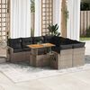 vidaXL Salon de jardin 9 pcs avec coussins gris r&eacute;sine tress&eacute;e