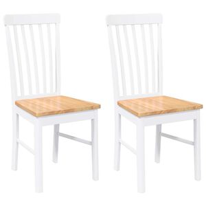 vidaXL Chaises &agrave; manger 2 pcs blanc bois massif caoutchouc