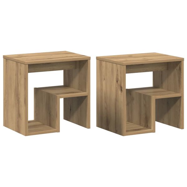 vidaXL Tables de chevet 2 pcs ch&ecirc;ne artisanal bois d'ing&eacute;nierie
