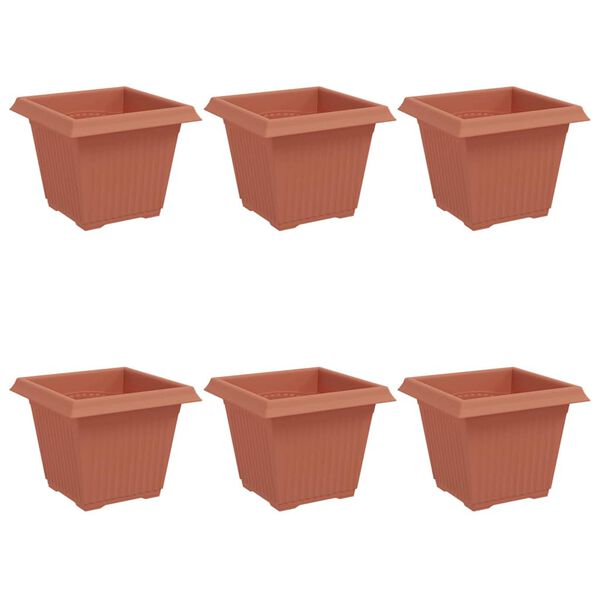 vidaXL Pot de Fleurs Carr&eacute; 6 pcs Rouge brique 20 x 20 x 16 cm