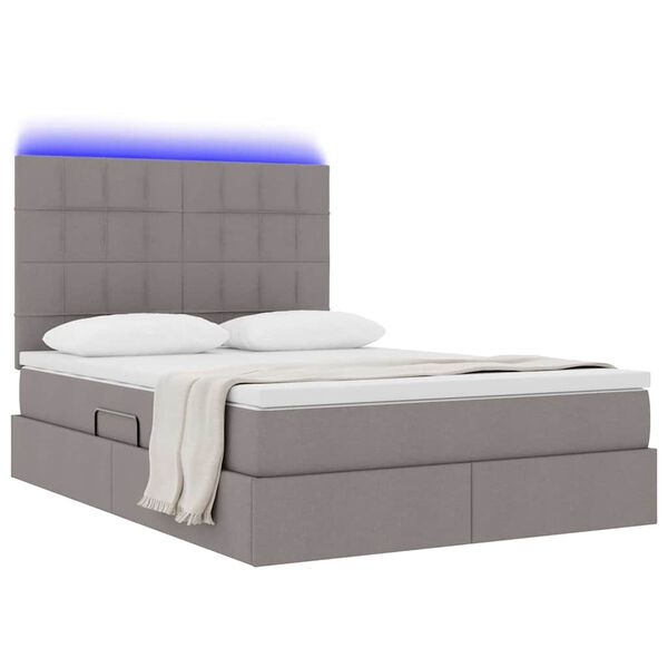 vidaXL Lit avec rangement et LED avec LED Taupe 140 x 200 cm Polyester
