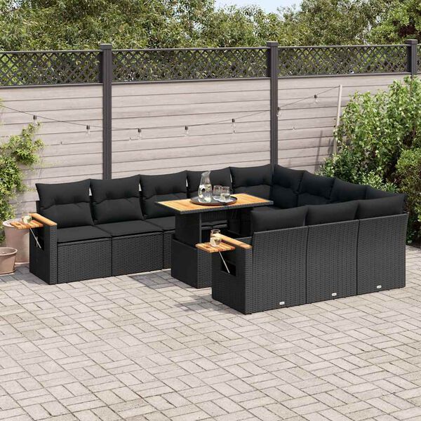 vidaXL Ensemble de canap&eacute;s de jardin 11 pcs et coussins rotin acacia