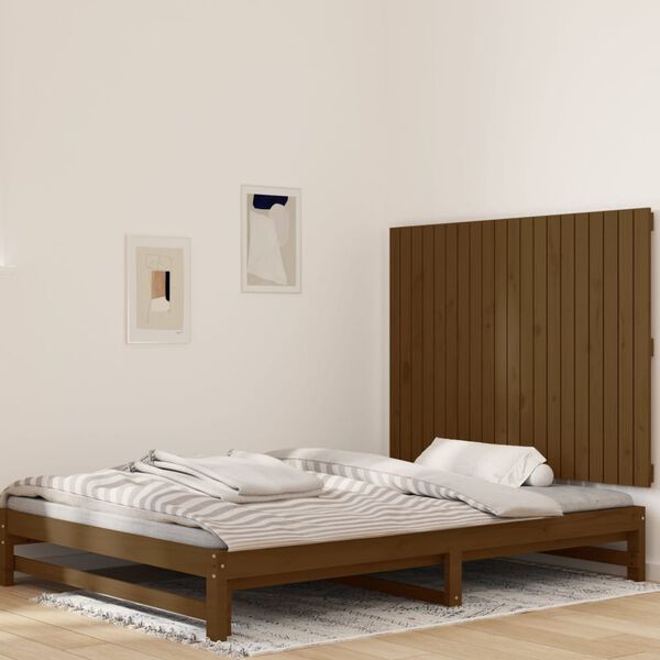 vidaXL T&ecirc;te de lit murale Marron miel 127,5x3x90 cm Bois massif de pin