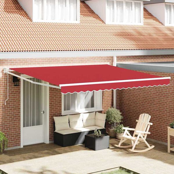 vidaXL Auvent R&eacute;tractable Rouge 400 &times; 300 cm tissu