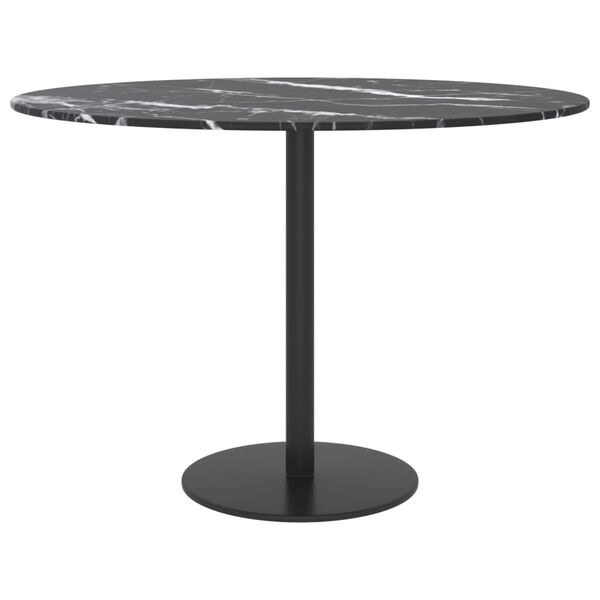 vidaXL Dessus de table noir &Oslash;60x0,8cm verre tremp&eacute; avec design marbre