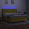 vidaXL Sommier &agrave; lattes de lit matelas et LED Vert 160x200 cm Tissu