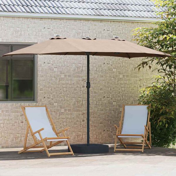 vidaXL Parasol de jardin Taupe 385 x 209 x 244 cm tissu
