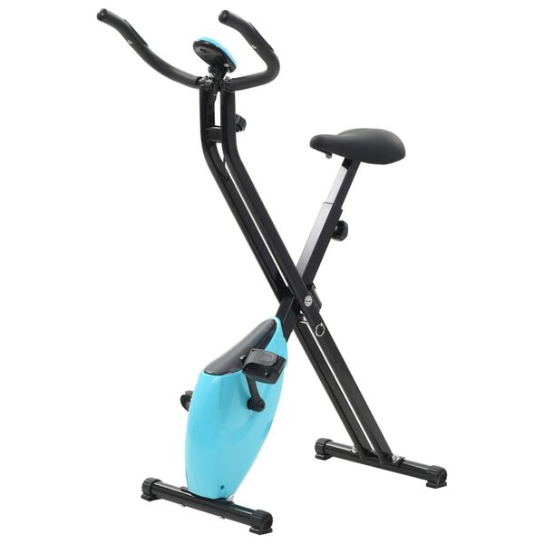 vidaXL Vélo d'appartement magnétique avec mesure du pouls Noir et bleu