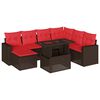 vidaXL Ensemble de canap&eacute; de jardin 8 pcs avec coussins marron r&eacute;sine tress&eacute;e