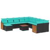 vidaXL Ensemble de canap&eacute; de jardin 12 pcs avec coussins noir r&eacute;sine tress&eacute;e