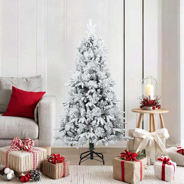 vidaXL Sapin de Noël artificiel à branches pliantes, duveteux de neige