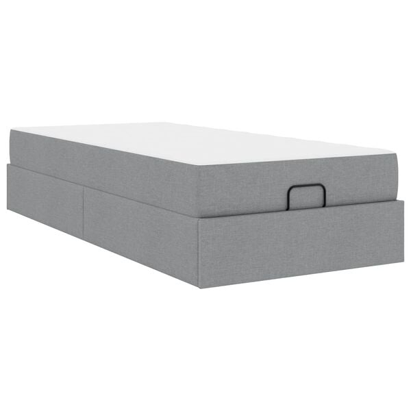 vidaXL Cadre de lit avec matelas avec matelas 2 pcs Gris clair tissu