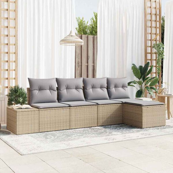 vidaXL Ensemble de canapé de jardin 5 pcs Beige et Gris clair
