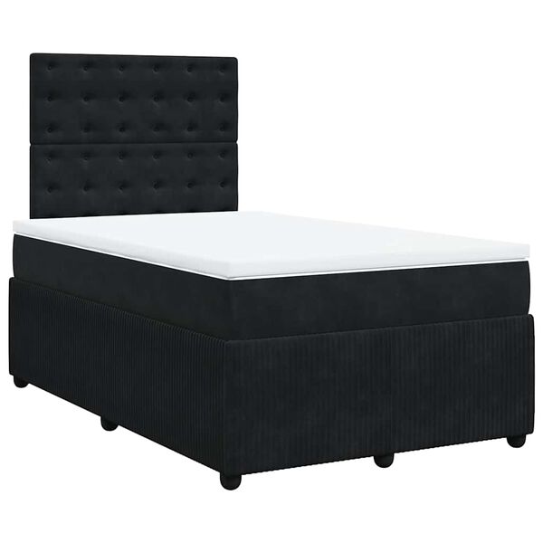 vidaXL Sommier &agrave; lattes de lit avec matelas noir 120x190 cm velours