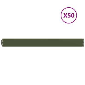 vidaXL Bordures pelouse 50pcs vert olive 10x103cm acier lamin&eacute; &agrave; froid