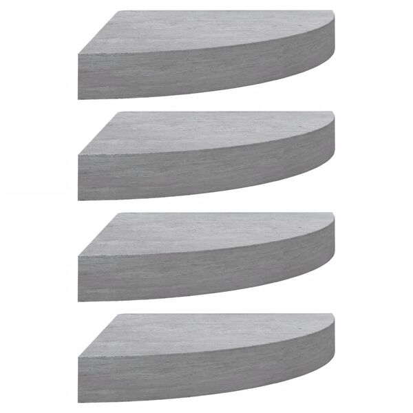vidaXL &Eacute;tag&egrave;res d'angle murales 4 pcs Gris b&eacute;ton 25x25x3,8 cm MDF