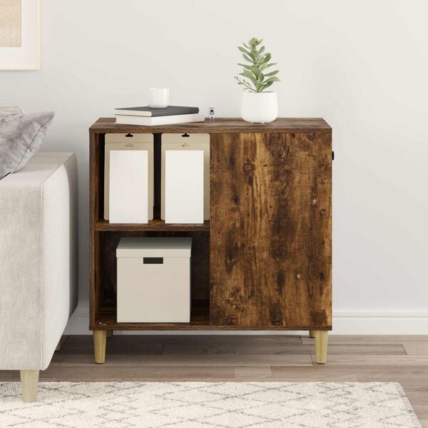 vidaXL Maison pour chat Ch&ecirc;ne fum&eacute; 72 x 42.5 x 70 cm Bois d'ing&eacute;nierie