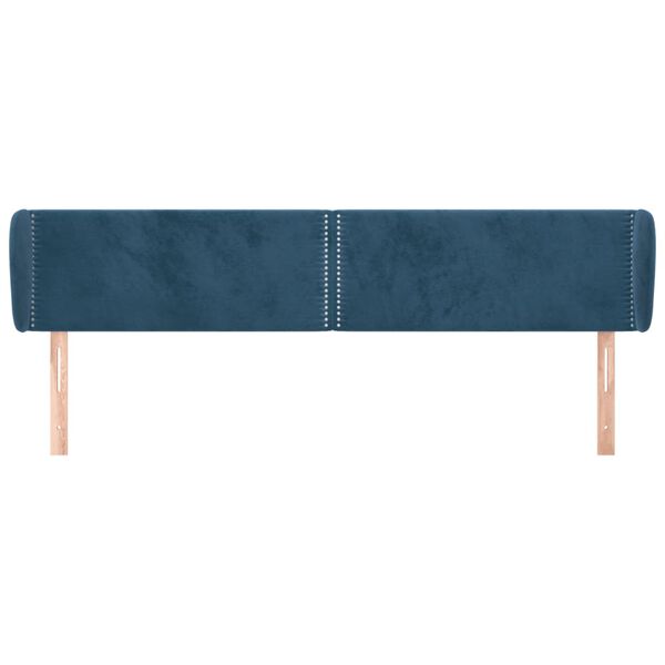 vidaXL T&ecirc;te de lit avec oreilles Bleu fonc&eacute; 163x23x78/88 cm Velours