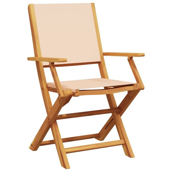 vidaXL Ensemble &agrave; manger de jardin 5 pcs beige tissu et bois massif