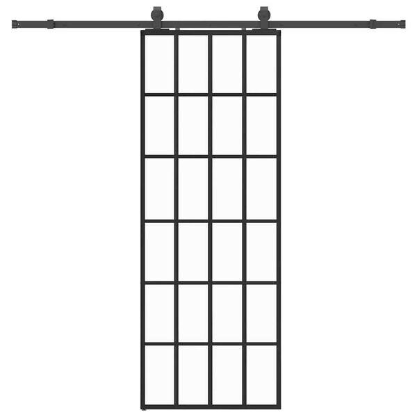 vidaXL Porte coulissante kit de quincaillerie noir 76x205 cm verre ESG