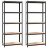 vidaXL &Eacute;tag&egrave;res &agrave; 5 niveaux 2pcs Anthracite Acier et bois d'ing&eacute;nierie