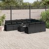 vidaXL Salon de jardin 11 pcs avec coussins noir r&eacute;sine tress&eacute;e