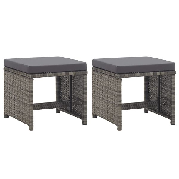 vidaXL Tabourets de jardin lot de 2 coussins R&eacute;sine tress&eacute;e Anthracite