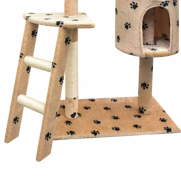 vidaXL Arbre &agrave; chat et griffoir Sisal 150 cm Empreintes de pattes Beige