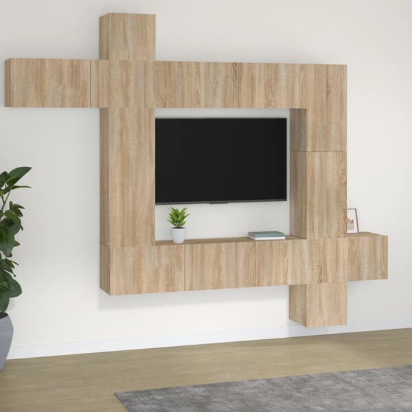 vidaXL Ensemble de meubles TV 9 pcs Ch&ecirc;ne sonoma Bois d'ing&eacute;nierie