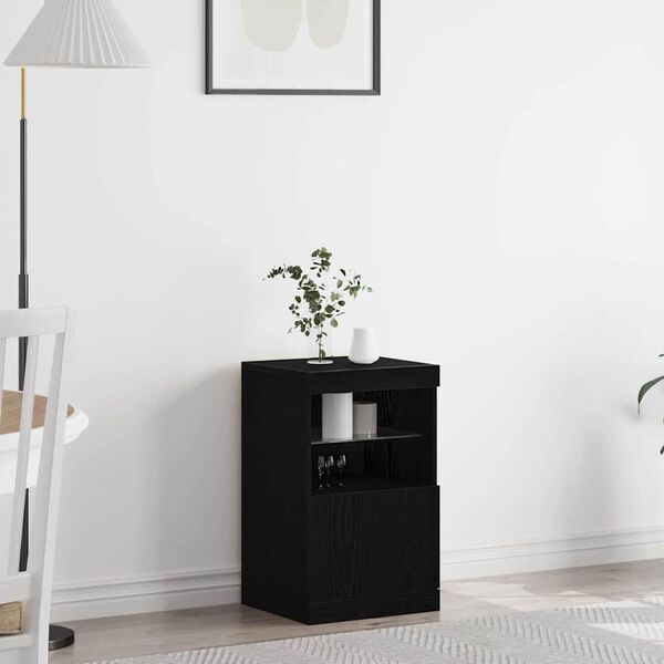 vidaXL Buffet LED Ch&ecirc;ne noir 41 x 37 x 67 cm Bois d'ing&eacute;nierie