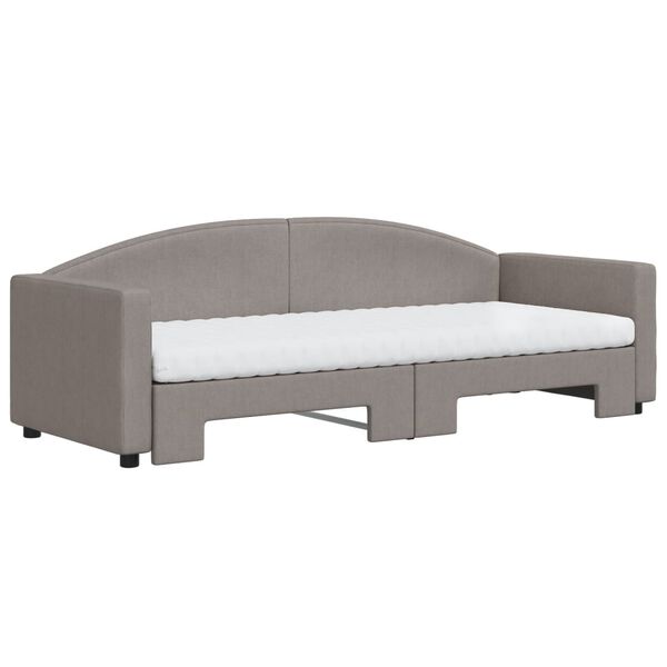 vidaXL Lit de jour avec gigogne et matelas taupe 80x200 cm tissu