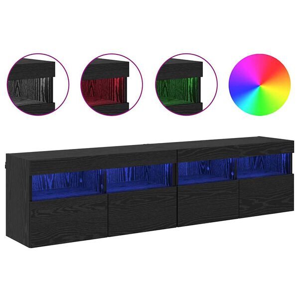 vidaXL Meubles TV muraux 2 pcs Ch&ecirc;ne noir 80 x 30 x 40 cm