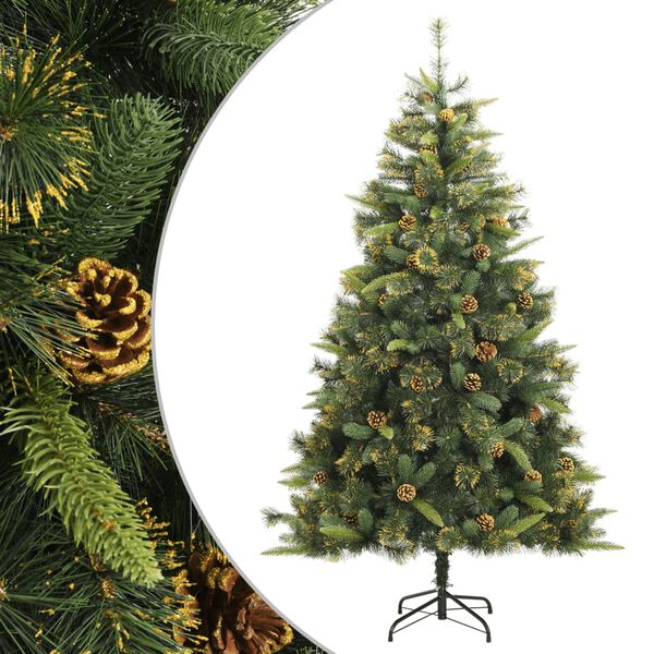 vidaXL Sapin de No&euml;l artificiel articul&eacute; avec pommes de pin 210 cm
