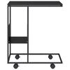 vidaXL Table d'appoint avec roues noir 55x36x63,5 cm bois d'ing&eacute;nierie