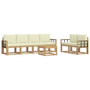 vidaXL Ensemble de canap&eacute;s d'ext&eacute;rieur 7 pcs Blanc et cr&egrave;me