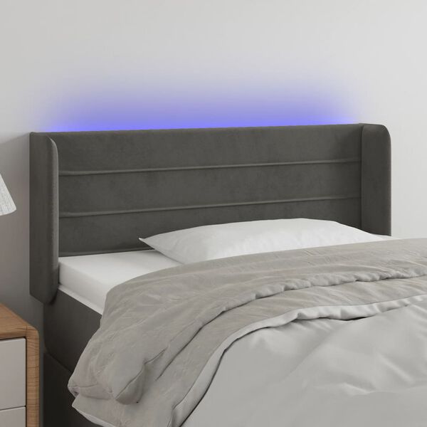 vidaXL T&ecirc;te de lit &agrave; LED Gris fonc&eacute; 103x16x78/88 cm Velours