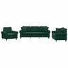 vidaXL Ensemble de canap&eacute;s 3 pcs avec coussins vert fonc&eacute; velours