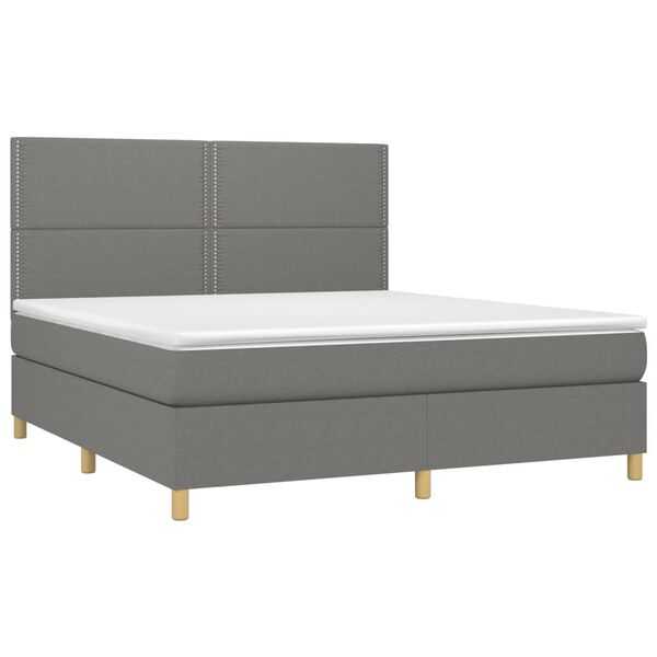 vidaXL Sommier &agrave; lattes de lit et matelas et LED Gris fonc&eacute; 180x200 cm