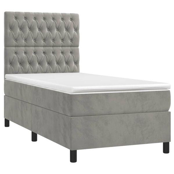 vidaXL Sommier à lattes de lit et matelas et LED Gris clair 80x200 cm