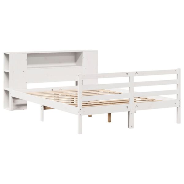 vidaXL Lit bibliothèque sans matelas blanc 160x200 cm bois pin massif