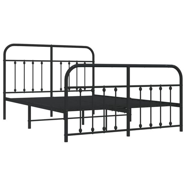 vidaXL Cadre de lit m&eacute;tal sans matelas avec pied de lit noir 140x200cm