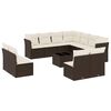 vidaXL Salon de jardin avec coussins 12 pcs marron r&eacute;sine tress&eacute;e